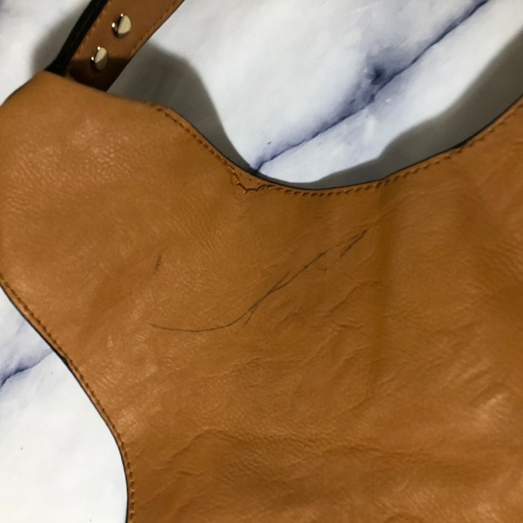 Tan Brown Faux Leather Hobo Shoulder Bag Purse - Picture 8 of 8